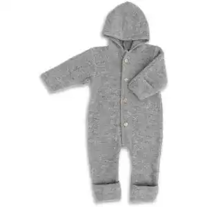 Walkoverall Engel, Natur, mit Kapuze Bio Schurwoll-Fleece