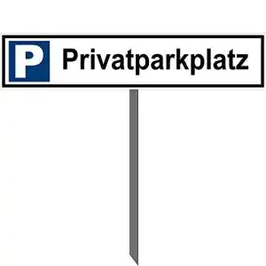Privatparkplatz-Schild kleberio ® 52 x 11 cm mit Pfosten
