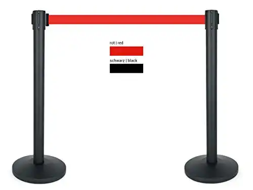 Absperrpfosten heyChef, 2er-Set, 450cm Gurtband rot extra-lang