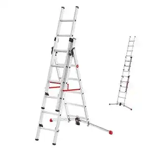 Haushaltsleiter 6 Stufen Hailo S100 ProfiLOT 3-teilige Alu-Kombi