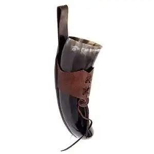 Trinkhorn Brillibrum Design Becher echtes Kuhhorn poliert