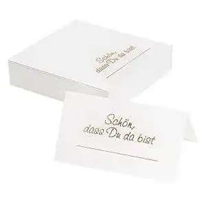 Tischkarten Ideen mit Herz “Schön, dass du da bist” 10 cm x 9 cm