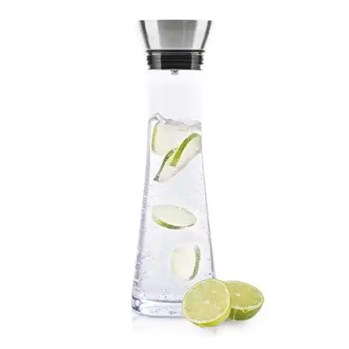Wasserkaraffe HI Glas (1 Liter), Glaskaraffe mit Deckel u. Ausgießer