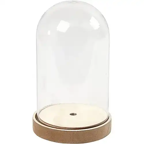 Glasglocke Creativ Plastikglas Glocke auf Holzfuß, H: 18 cm