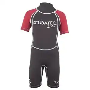 Neoprenanzug Scubatec 3mm Kindershorty Kids Wave, schwarz-rot