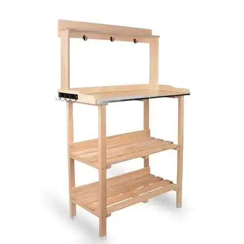 Pflanztisch RM Design Holz Zinkplatte Gartentisch Pflanzregal