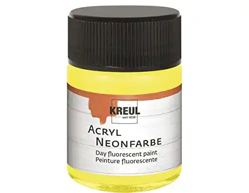 Leuchtfarbe Kreul 77561 – Acryl Neonfarbe, 50 ml Glas in neongelb