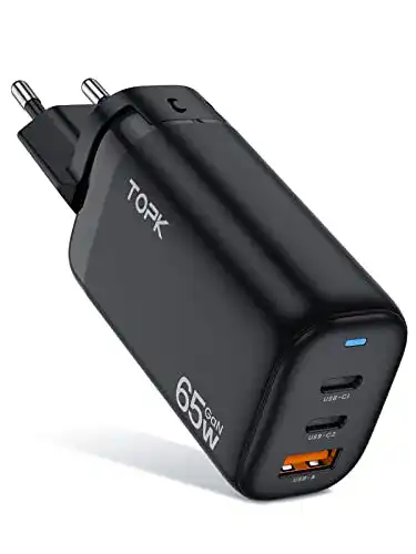 PD-Ladegerät TOPK USB C Ladegerät 65W GaN, Desktop USB