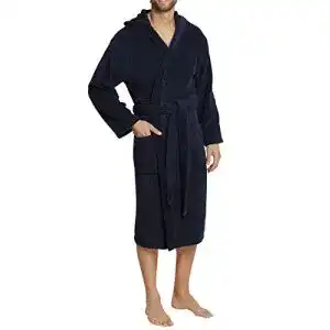 Bademantel Herren Schiesser Herren Bademantel mit Kapuze, Blau