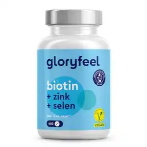 Biotin gloryfeel + Zink + Selen, 400 vegane Tabletten (13 Monate)