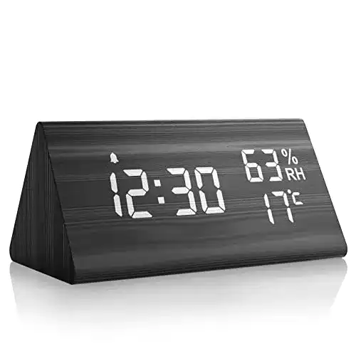 Holz-Wecker NBPOWER Wecker Digital mit Voice-Wake-Bildschirm