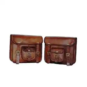 Satteltaschen Motorrad classic handicraft mit braunem Leder