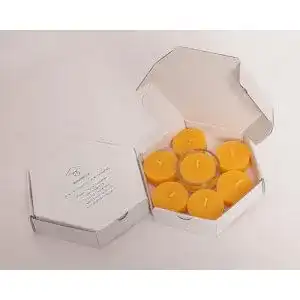 Teelichter Bienenwachs Bienenbude, Set: 7 Teelichter + 1 Glas