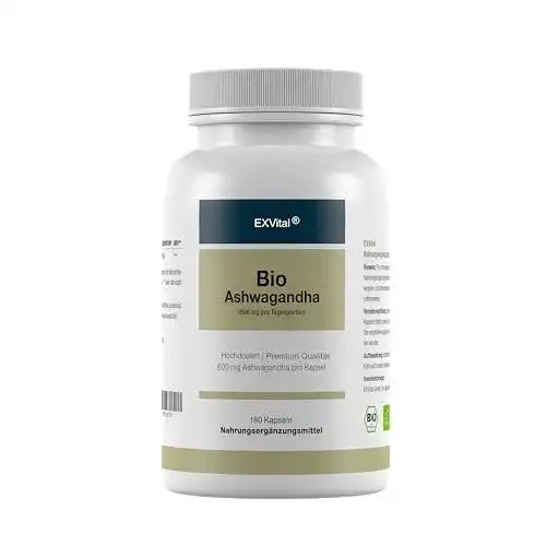 Bio-Ashwagandha-Kapseln Exvital premium, 180 Kapseln