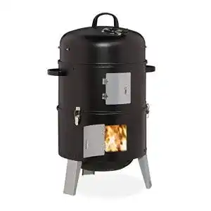 Räuchertonne Relaxdays Smoker 3in1, Thermometer & Luftabzug