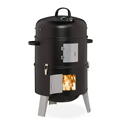 Räuchertonne Relaxdays Smoker 3in1, Thermometer & Luftabzug