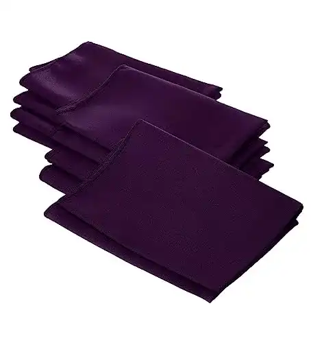 Servietten LA Linen Popeline, Polyester, Aubergine, 10 Stück