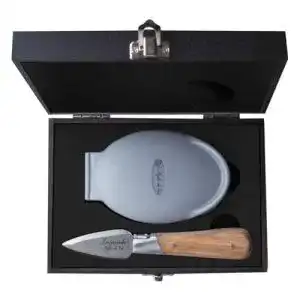 Austernmesser Laguiole Style de Vie Luxury Line, Eichenholz, mit Austernhalter