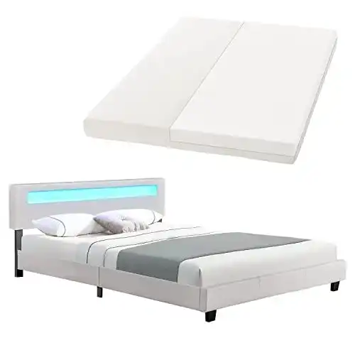 Bett 160×200 Juskys LED Polsterbett Paris 160 × 200 cm