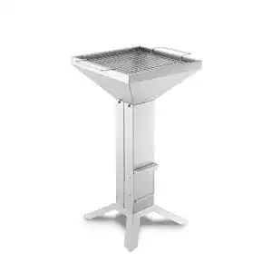 Säulengrill THÜROS T2 4-Fuß Edelstahl Holzkohle Gartengrill