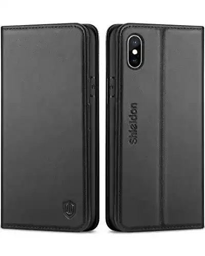 iPhone-Xs-Hülle SHIELDON, Echtleder TPU, Kabelloses Laden