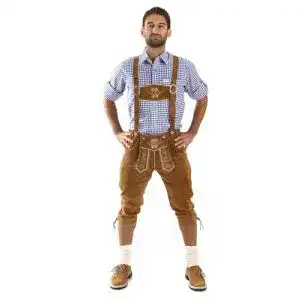 Lederhose Almbock Trachtenhose Herren braun, Kniebundhose
