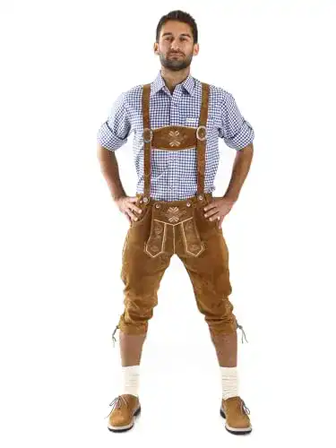 Lederhose Almbock Trachtenhose Herren braun, Kniebundhose