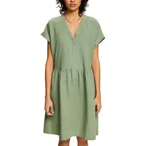 Esprit-Kleid ESPRIT Knielanges Kleid, Baumwolle-Leinen-Mix