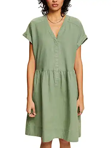 Esprit-Kleid ESPRIT Knielanges Kleid, Baumwolle-Leinen-Mix