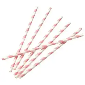 Papierstrohhalme Talking Tables 30pack Striped Pink