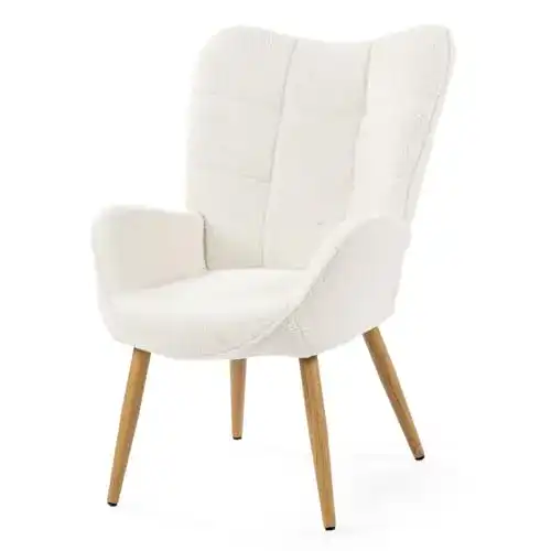 Lounge-Sessel MEUBLE COSY mit Rückenlehne Massivholz Stoff