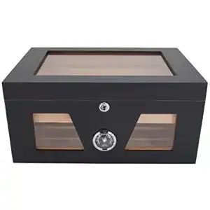 Germanus-Humidor GERMANUS Humidor Truhe mit Sichtfenster Schwarz