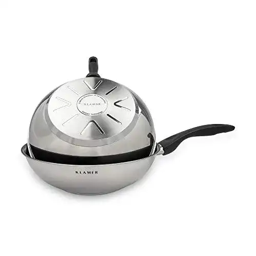 Wok KLAMER Profi Edelstahl, 28 cm Induktion