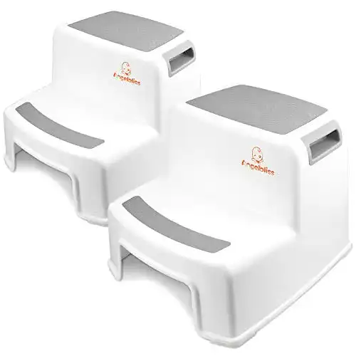 Tritthocker Kind Angelbliss (Grau 2er Pack), Anti-rutsch, 2-Stufig