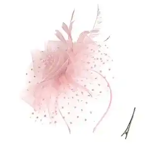 Fascinator QDC Damen Hut Blume Mesh Federn Clip Kopfschmuck