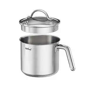 Milchtopf Fosslang mit Schüttrand und Glasdeckel, 1.5L