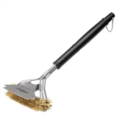 Grillbürste Grillfürst Premium Messing, breiter 3-fach Bürstenkopf