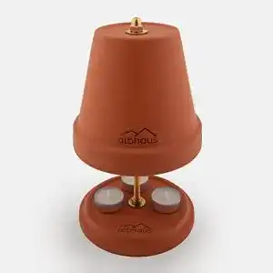 Teelichtofen albhaus ® Farbe Terrakotta & Gold handmade 26 cm