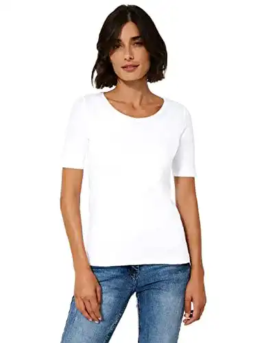 Weißes T-Shirt Damen Cecil Damen Lena T Shirt, Weiß