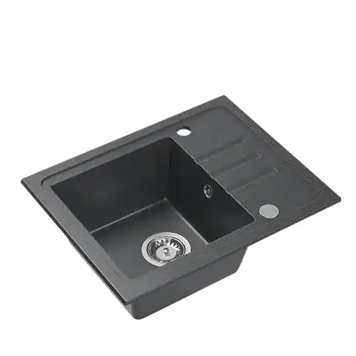 Spülbecken (schwarz) VBChome Spüle 56 x 46 cm schwarz Granit