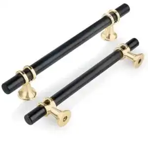 Küchengriffe GUWINA 6 Stück 128mm Möbelgriffe Schwarz Gold