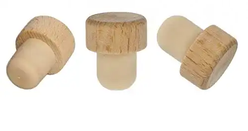 Korken Geniess-Bar! 5x Holzgriff Echtholz, 19,5 mm