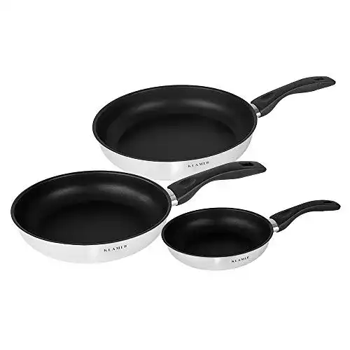 Pfannenset KLAMER 3-teilig Profi Edelstahl-Bratpfanne Induktion