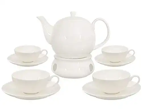 Teekanne mit Stövchen Buchensee, Fine Bone China Porzellan