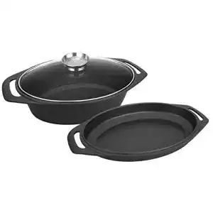 Aluguss-Bräter Kopf Bräter Stromboli, 7,3 Liter, inkl. Glasdeckel