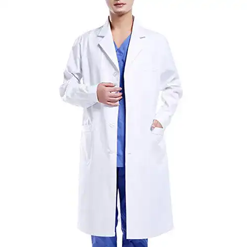 Laborkittel Wafly Unisex Weiß Chemie Baumwolle mit Knöpfen