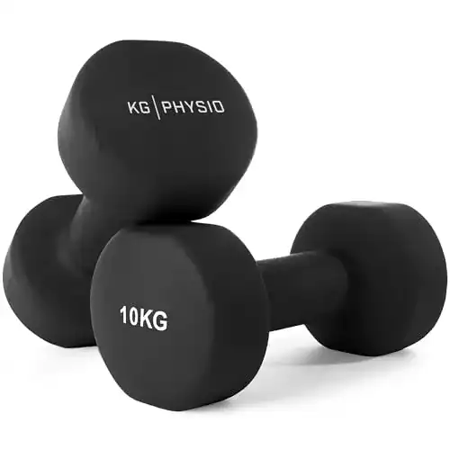 Hantel 10 kg KG PHYSIO Hantelset mit A3-Übungsposter, Neopren