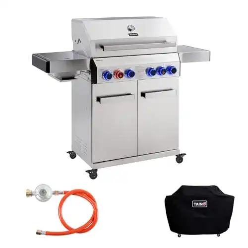 Gasgrill 6 Brenner TAINO Platinum 4+2 Gasgrill komplett Edelstahl