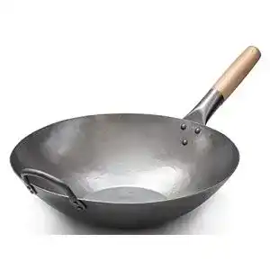 Wok Carbonstahl Craft Wok flach handgehämmert 35,6 cm