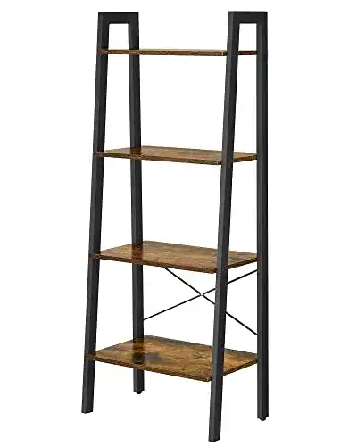 Bücherregal VASAGLE Standregal, 4 Ebenen, Leiterregal, stabil